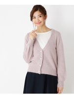 【洗える】アンゴラパール釦ショートカーデ/ライトベージュ(051)
