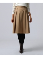 【洗える】ウール地ミディ丈スカート/サンドベージュ(053)