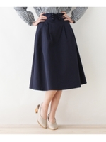 【洗える】ウエストレースアップスカート/ネイビー(093)