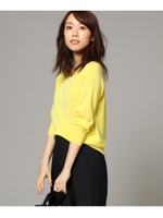 【洗える】キュプラコットンVニット/レモンイエロー(031)