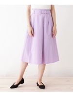 【洗える】グログランタックフレアスカート/ライトパープル(081)