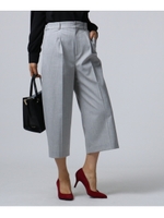 【洗える】ソフトツイルストレッチガウチョパンツ/ライトグレー(011)