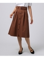 【洗える】タックトレンチスカート/ブラウン(042)