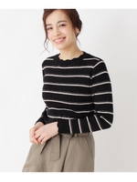 【洗える】ラメマルチボーダーリブニット/ブラック(319)