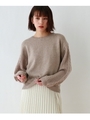 【洗える】袖ケーブルプルオーバーニット/ライトベージュ(051)
