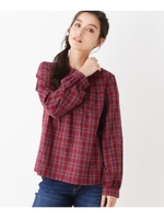 【洗える】防シワハイネックブラウス/ボルドー(264)