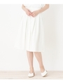 【洗える】麻調タックフレアスカート/ホワイト(001)