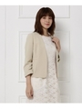 【入卒・通勤】【Lサイズあり】ノーカラージャケット/ベージュ(052)