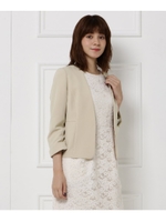 【入卒・通勤】【Lサイズあり】ノーカラージャケット/ベージュ(052)