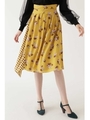 ★TVドラマ着用★◆フラワーチェックドッキングスカート/MUSTARD(060)