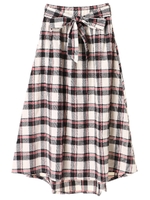 ★チェックアシメロングスカート/アイボリー