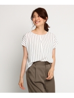 ◆【UVカット】【接触冷感】ストライプカットソー/ライトベージュ(151)