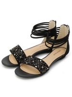 ◆【ふわふわクッション】スタッズアッパーサンダル/ブラック(019)