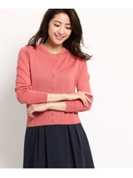 ◆【接触冷感】【洗える】クール丸首カーディガン/ライトオレンジ(066)