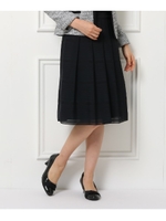 ◆【洗える】シフォンランダムボーダースカート/ブラック(319)