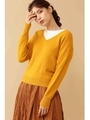 ◆フォックス混Vネックニット/マスタード(060)