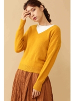 ◆フォックス混Vネックニット/マスタード(060)