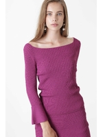 ◆ラッフルスリーブニットアップ/ラズベリー2(092)