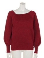 アシメラメニットトップス/ボルドー