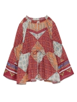 アフリカン柄ラメドビートップス/RED