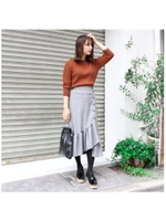 アンゴラウール混 七分袖カラーニット/テラコッタ