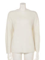 アンゴラ混ハイネックルーズニットトップス/ホワイト