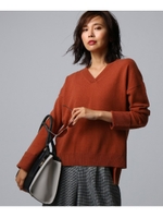 ウールカシミヤターンバックスリーブニット/レンガ(069)