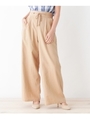 ウエストロープ リネン・ワイドパンツ/ベージュ(052)