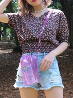 エスニックシャーリングトップス/ブラック