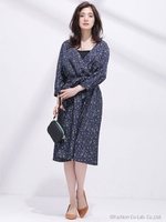 エスニックフラワープリントワンピース/ネイビー