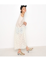 オープンショルダー レース ワンピース/O/WHT1