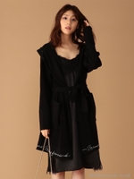 オリジナルロゴラインニットガウンジャケット/ブラック