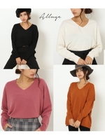 カシミアタッチサイドリブVネックTO/ブラック(027)