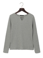 キーネックカットソー起毛/ライトグレー