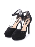 キルティングパンプス/ブラックスエード