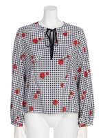 ギンガムローズブラウス/レッド