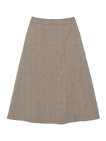 グレンチェックAラインミディアムスカート/ベージュ