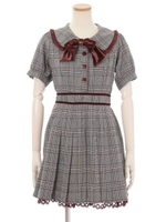 グレンチェックワンピース/ブラウン