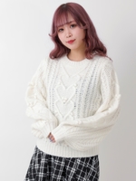 ケーブルプルオーバー/ホワイト