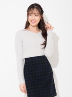 ケーブルミニフェザーニット/ライトグレー