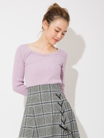 ケーブルリブニット/ラベンダー