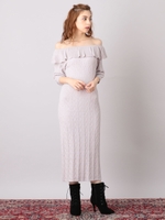 ケーブル編みニットワンピース/ライトグレー