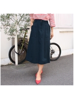コットンフレアスカート/ネイビー