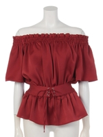 コルセット付オフショルBL/赤茶