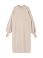 サイドスリットニットワンピース/ライトベージュ