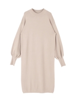 サイドスリットニットワンピース/ライトベージュ