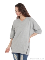 サイドチャックカットソー/グレー