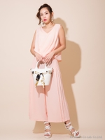 サイドプリーツオールインワン/ピンク