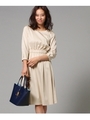 サイドベルトミモレ丈ワンピース/ライトベージュ(051)