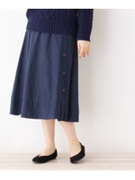 サイドボタンピーチスカート/ネイビー(093)